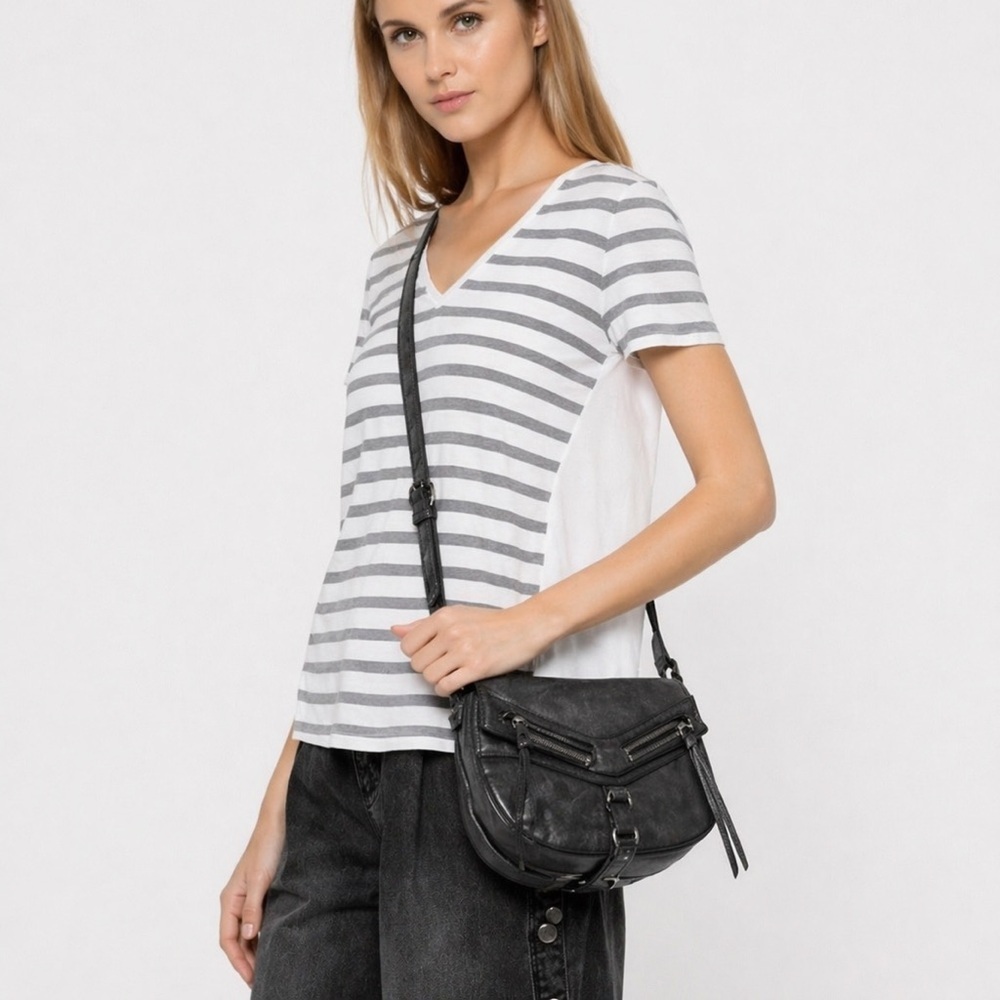 Botkier Trigger Black/Charcoal Saddle Bag City Moto Classic Minimalist